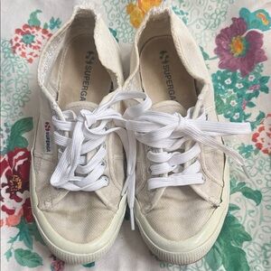 Superga White Canvas Lace-Up Sneakers
